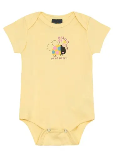 Body para Bebê Menina em Suedine (Amarelo) Guloseima