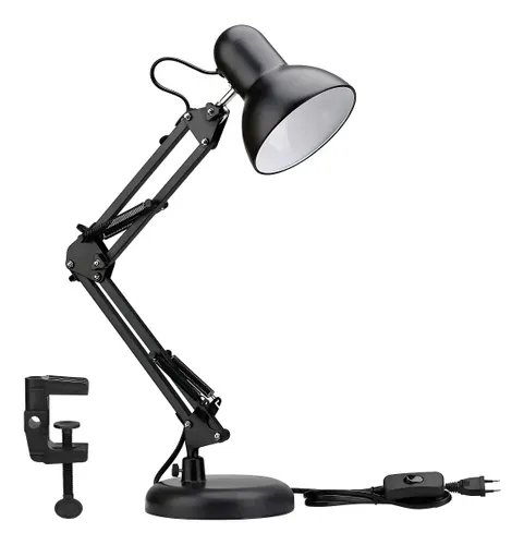 Luminária de Mesa Dapon Articulada Abajur Modelo Pixar com Base e Garra Cor Preto