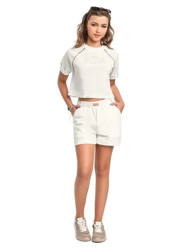 Conjunto Blusa Boxy e Short para Menina Off White