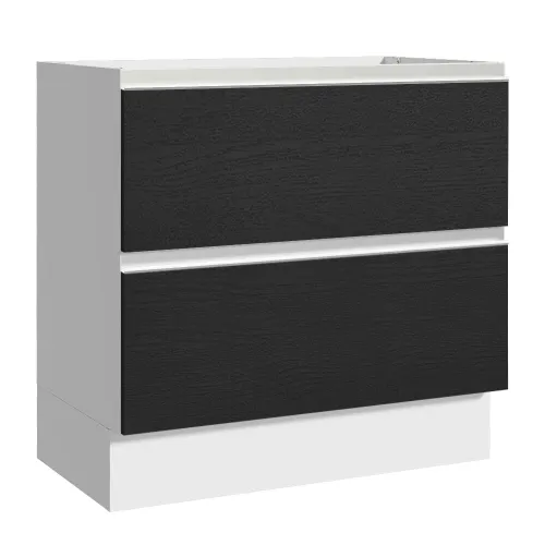 Balcão 80 cm 2 Gavetas Branco/Preto Glamy Madesa
