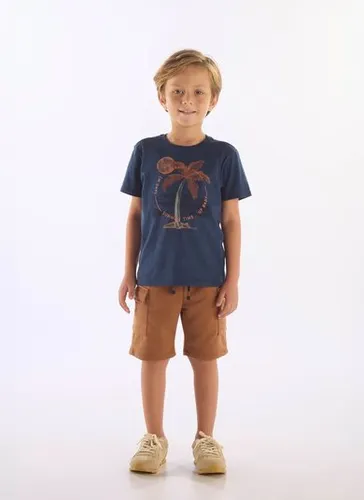 Conjunto Infantil com Camiseta Summer Time e Bermuda (Azul Marinho) Up Baby