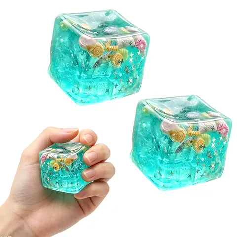 Bolas Antiestresse Macias de Conchas Marinhas, Brinquedo Fidget Super Macio Transparente, Cubos de Maltose em Formato de Estrela, Brinquedo Fidget de Apertar para Alívio do Estresse Adulto