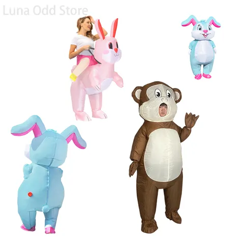 Fantasias Infláveis de Coelho de Páscoa para Halloween, Mascote de Animal, Fantasia de Coelho para Cosplay de Natal, Vestido de Festa para Adultos, Acessórios para Apresentações