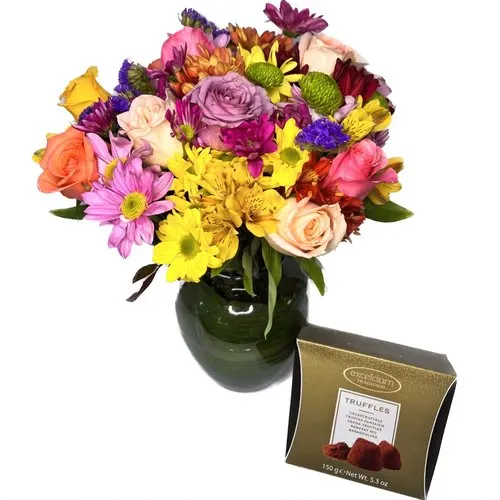 Vaso de Flores do Campo Mix Luxuoso com Chocolate