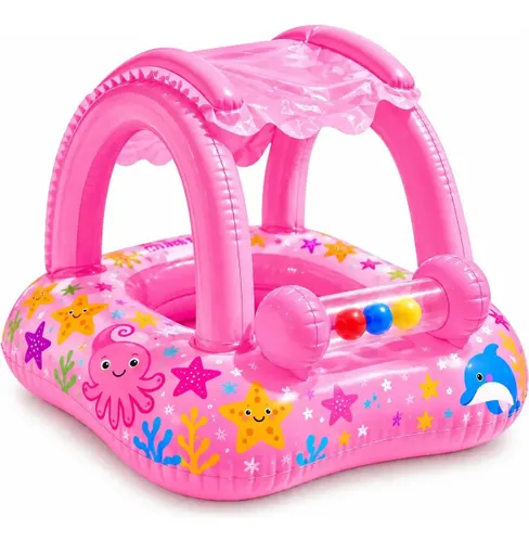 Boia Infantil para Bebe com Cobertura e Chocalho Diversao Rosa