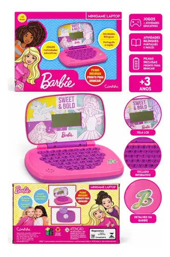 Minigame Laptop Barbie Educativo Bilíngue Candide Rosa
