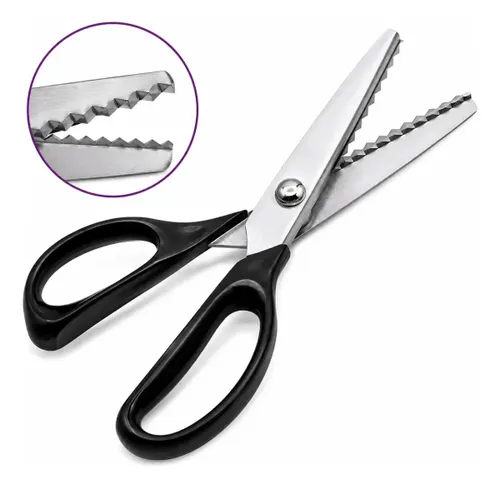 Tesoura Picotar Zig Zag 23cm Aço Inox para Tecido Costura Patchwork Artesanato EVA Papel Cabo Ergonômico