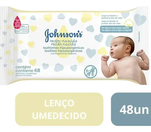 Lenços Umedecidos Johnson's Baby Recém Nascido, 48 unidades