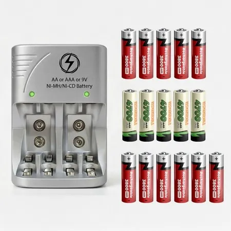 Carregador Bivolt para 16 Pilhas AA/AAA Recarregáveis 9V Bivolt Carregamento Rápido Universal