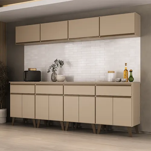 Armário de Cozinha Completa Atlanta Lance Carraro Amêndoa