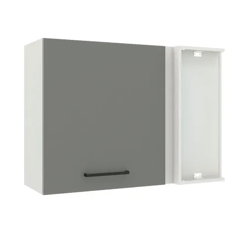 Armário Aéreo de Canto Madesa Agata 1 Porta Branco/Cinza