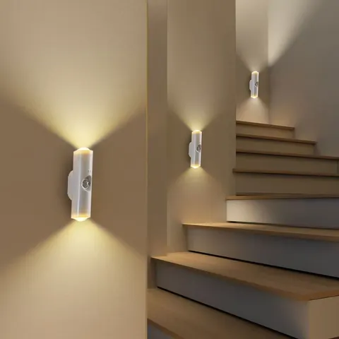 Luz noturna com sensor de movimento, 7 cores, LED, sem fios, luminária de parede magnética, recarregável, foco de luz para banheiro, quarto e sala de estar.