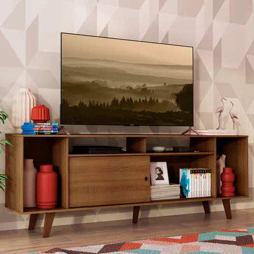 Rack para TV até 65 Polegadas Madesa Cancun com Pés Rustic
