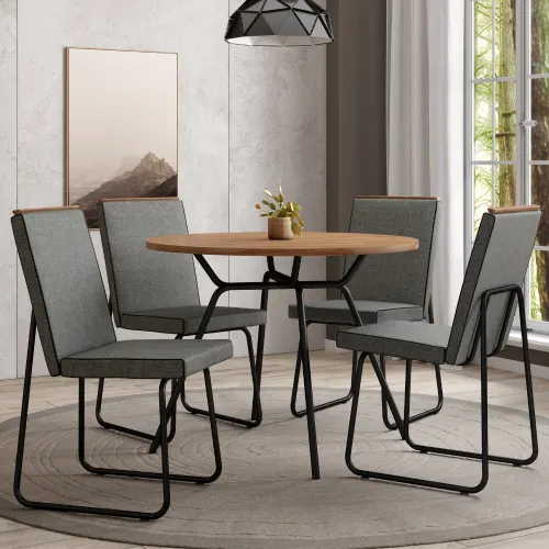 Conjunto Sala de Jantar 4 Cadeiras Glasgow Carraro Grafite Preto