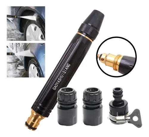 Kit 3 em 1 Bico Pressurizador Alta Pressão Mangueira Alumínio Esguicho