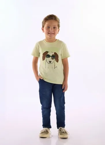 Camiseta Infantil em Algodão Cool Puppy Verde Claro