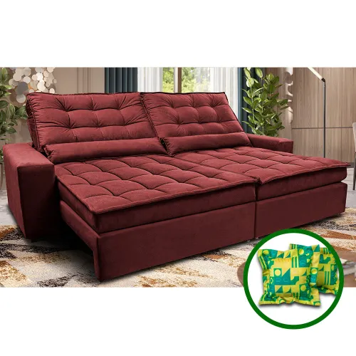 Sofá Retrátil e Reclinável Molas Ensacadas Cama inBox Catar Velusoft