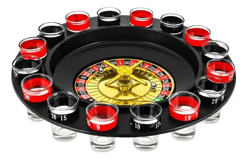 Jogo Roleta Drink Cassino 16 Copos Vidro Shot Dose Festas