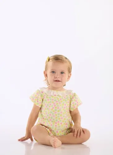 Macaquinho para Bebê Menina em Suedine Comfy Estampado (Off White) Up Baby
