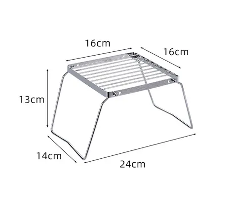 Suporte de Fogão Portátil de Aço Inoxidável para Acampamento, Conjunto de Grelha Mini Dobrável para Churrasco, Suporte para Panela e Bandeja de Assar