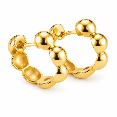 Brinco Argola Redonda Meia Bola 1,5 cm em Ouro 18K
