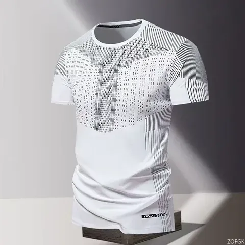 Roupas de verão de secagem rápida camiseta masculina impressa em 3D, camisa solta de manga curta com gola redonda de grandes dimensões