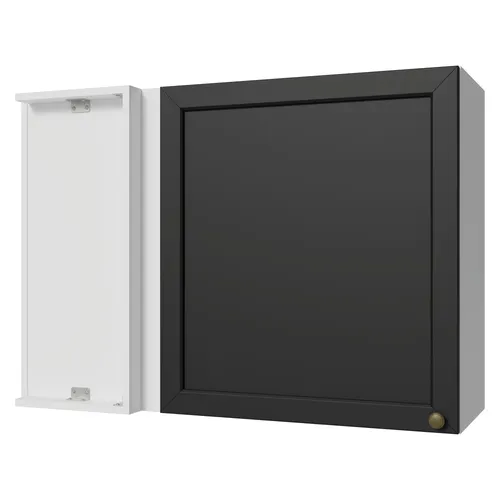 Armário Aéreo de Canto 1 Porta Branco/Preto Vik Madesa