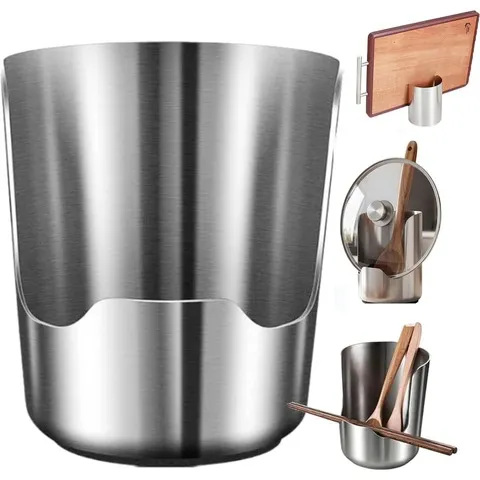 Suporte Multifuncional 2 em 1 para Utensílios de Cozinha, Suporte Vertical de Aço Inoxidável Resistente para Tampas de Panela e Colheres, Suporte Vertical para Espátulas