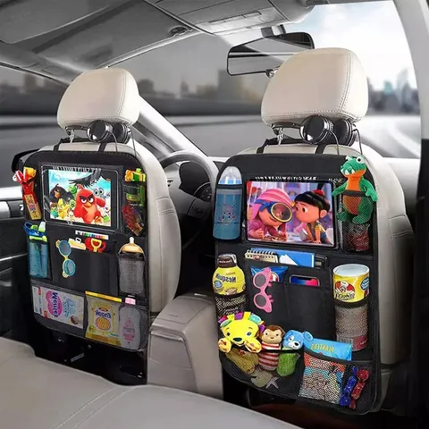 Organizador de assento de carro multifuncional, tecido oxford, costas de carro, bolsa de armazenamento com suporte para tablet, protetor para crianças