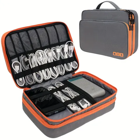 Portátil usb linha de dados carregador saco de armazenamento viagem multi camada cabo organizador saco de armazenamento de cabo organizador eletrônico digital