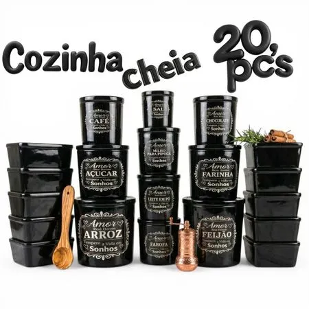 Potes Plásticos BPA Free Kit 20 Peças para Mantimentos