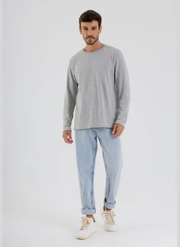 Camiseta Básica de Mangas Longas Masculino Adulto (Cinza) Just Basic