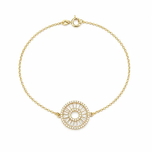 Pulseira Pizza Ponto de Luz com Zircônias em Ouro 18K