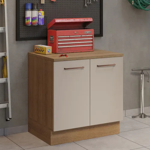 Balcão Multiuso 80cm 2 Portas Rustic/Crema Agata Madesa