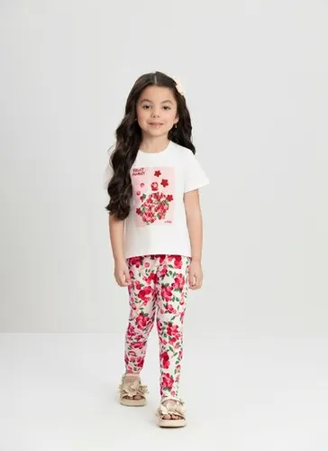 Conjunto Infantil com Blusa e Calça Legging Off White