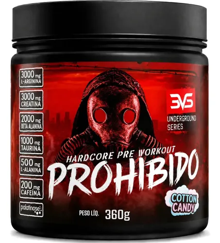 Prohibido Pré Treino 360g - Sabor: Cotton Candy - A Combinação Perfeita de 8 Ingredientes Que Proporcionam Energia do Início ao Fim do Seu Treino