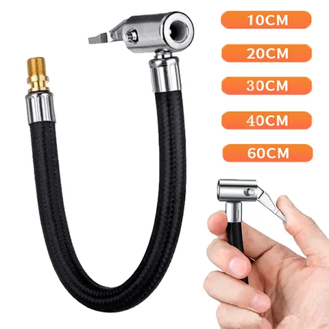 Mangueira de extensão de ar para pneu de carro, 10/20/30/60cm, adaptador de tubo de inflação de pneu de motocicleta, conector de mangueira, acessórios externos de carro