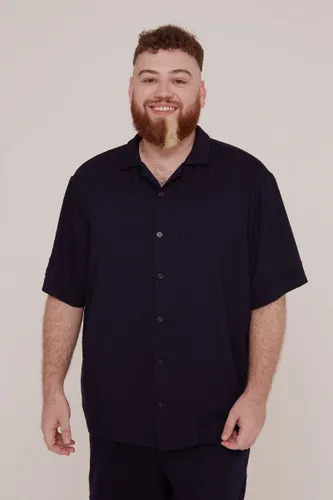 Camisa Masculina Manga Curta Moletom Grafiato Marinho