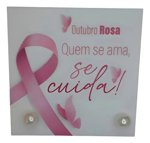 100 Tag P/ Brinco Outubro Rosa com Brinco de Pérola Se Cuida Quem Se Ama Se Cuida