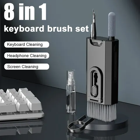 Kit de limpeza 8 em 1, escova para limpeza de teclado de computador, caneta de limpeza para fone de ouvido, ipad, telefone, ferramentas de limpeza, extrator de teclas
