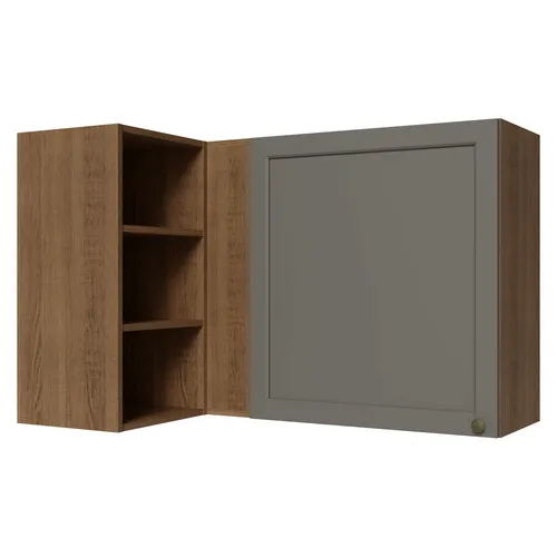 Armário Aéreo de Canto para Linha 60 cm de Profundidade Rustic/Cinza Vik Madesa