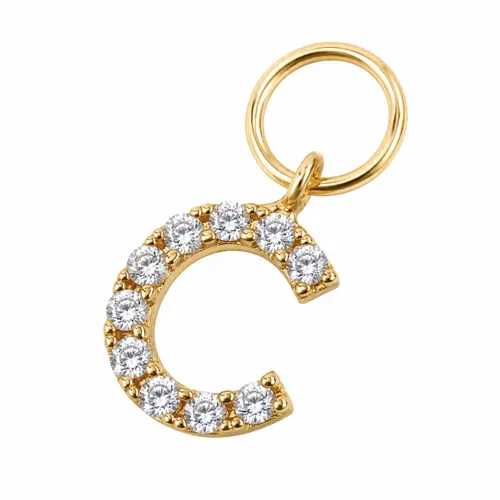 Pingente Letra C com Zircônias 6 mm em Ouro 18K