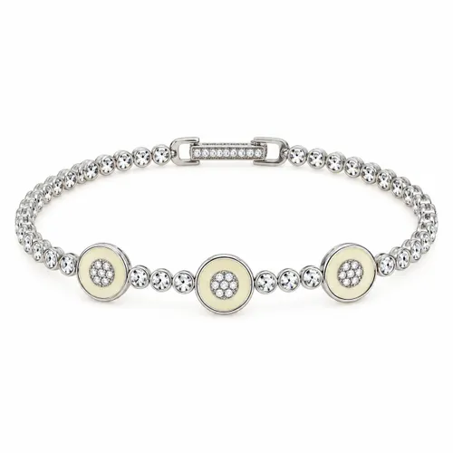 Pulseira Riviera com 3 Círculos Brancos Cravejados em Prata