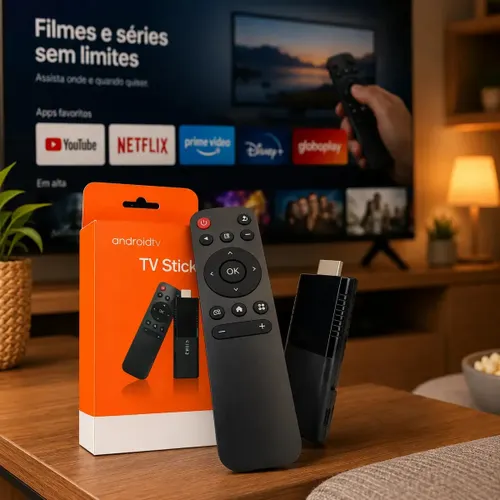 Tv Stick 4k Android Chromecast Smart Hdmi Wifi ao Vivo Preto Padrão