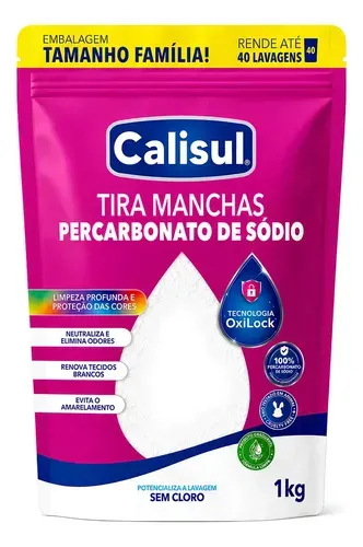 Percarbonato de Sódio 100% Puro Tira Manchas Alvejante - 1kg Calisul