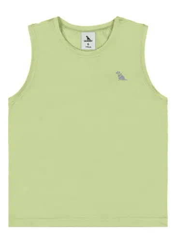 Regata Infantil Menino em Malha Dry Fit com Aplique Refletivo Verde Claro