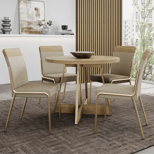 Conjunto Sala de Jantar 4 Cadeiras Paris Carraro Dourado