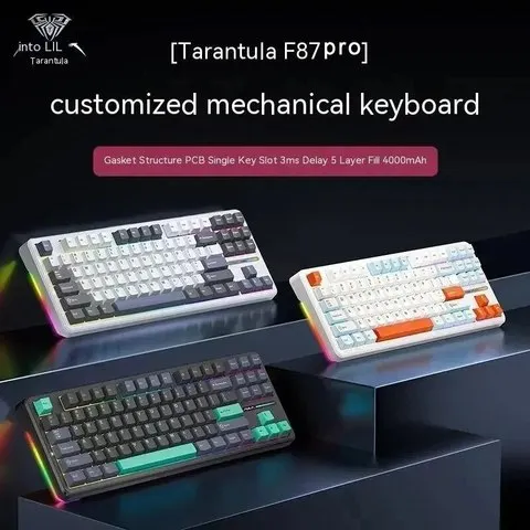 AULA F87 Pro Teclado Mecânico 2.4g/Usb/Bluetooth Tri Mode sem Fio 87 Chave Rgb Pbt Junta 5 Camadas Silencing Chave Completa sem Impacto