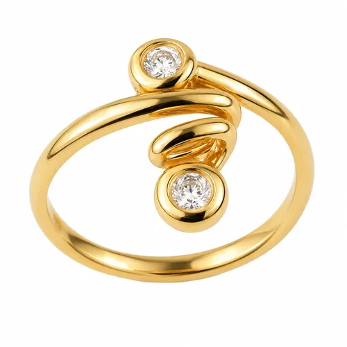Anel Espiral com 2 Diamantes de 4 Pontos em Ouro 18K