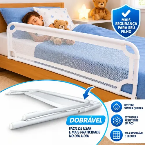 Grade de Proteção Alta Tela de Segurança para Cama Infantil Branco Lisa